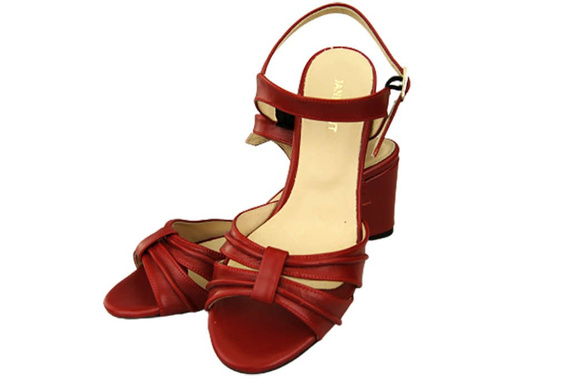 Obuwie Damskie Sandały Czerwone Skóra Naturalna 168 ElitaBut