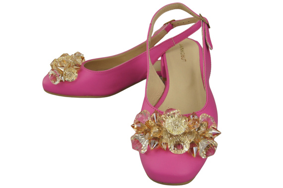 Obuwie Damskie Sandały Fuksja z Kryształkami Skóra naturalna 215 ElitaBut