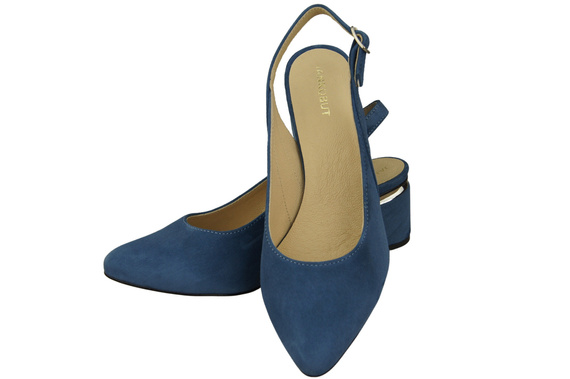 Sandały Damskie z Naturalnej Skóry Zamszowej Niebieskie Elegancja i Komfort 196 Z ElitaBut