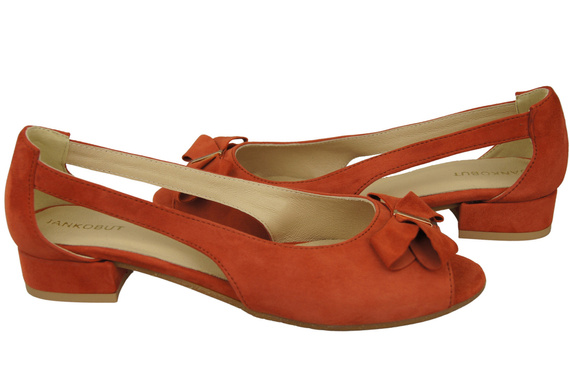 Obuwie Sandały Damskie Ceglasty Skóra Naturalna Zamszowa 994 Z Połączenie Stylu i Komfortu ElitaBut