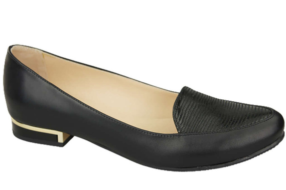 Obuwie Baleriny Damskie Lordsy skóra naturalna Czarne 908 ElitaBut