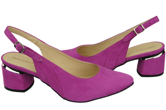 Sandały Damskie z Naturalnej Skóry Zamszowej Cyklamen Elegancja i Komfort 196 Z ElitaBut