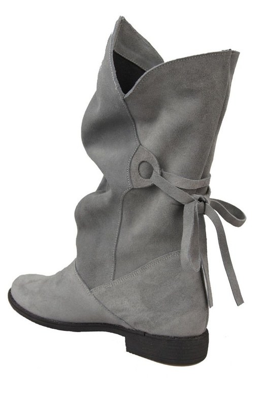 Obuwie Botki Damskie Wiosna / Jesień skóra naturalna welurowa Popielate 999 L ElitaBut