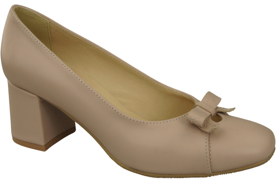 Women's Pumps with a Bow, Natural Leather and Low Heel 203 ElitaBut