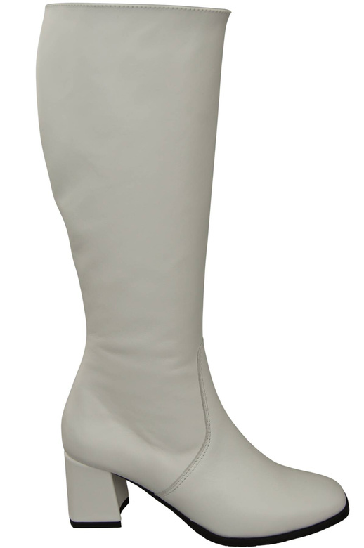 Wygodne Obuwie Kozaki Damskie Białe Na Niskim Obcasie skóra naturalna 212 ElitaBut