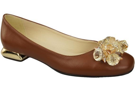 Women's Pumps with Crystals Flat Natural Leather 216 ElitaBut