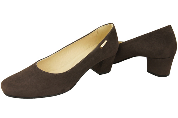Wygodne Obuwie Damskie Czółenka Czekoladowe Skóra naturalna Zamszowej 172 Z ElitaBut