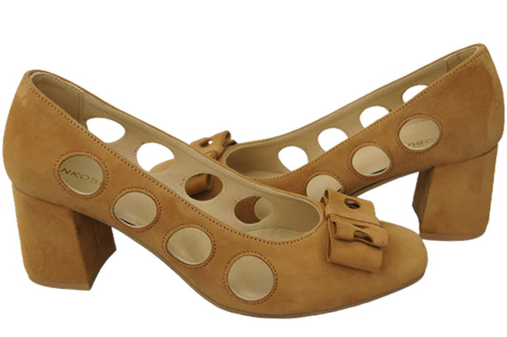 Obuwie Damskie Czółenka Rude Skóra naturalna zamszowa 182 ElitaBut