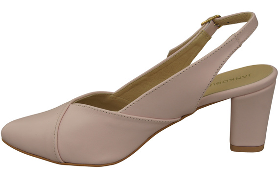 Obuwie Damskie Sandały Róż Pudrowy na Słupku Skóra Naturalna 217 ElitaBut