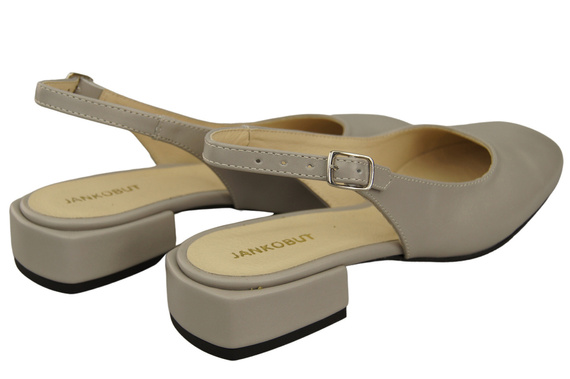 Obuwie Damskie Sandały Jasny Popiel Płaski Obcas Skóra naturalna 206 ElitaBut