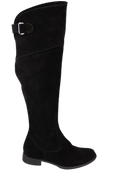 Obuwie Kozaki Damskie Czarne Oficerki Muszkieterki Wysokie za kolano skóra naturalna Welurowa 154 ElitaBut