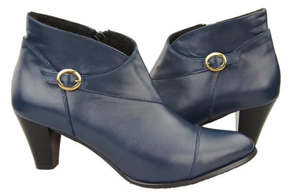 Obuwie Botki Damskie Wiosna/Jesień skóra naturalna Granat 100 L ElitaBut