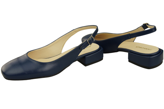 Obuwie Damskie Sandały Granatowe Płaski Obcas Skóra naturalna 206 ElitaBut