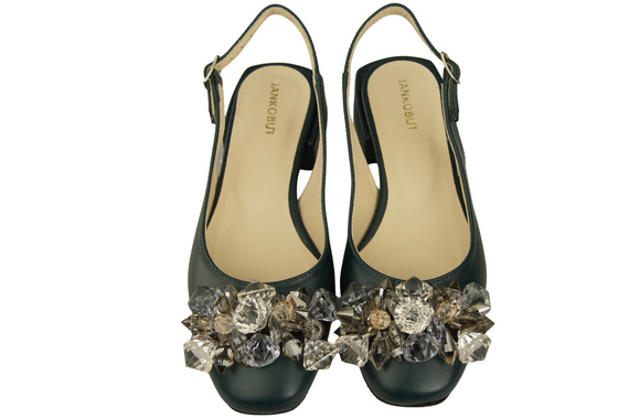 Obuwie Damskie Sandały Malachitowe z Kryształkami Skóra naturalna 215 ElitaBut