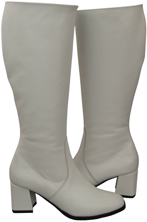 Wygodne Obuwie Kozaki Damskie Białe Na Niskim Obcasie skóra naturalna 212 ElitaBut