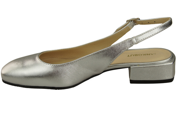 Obuwie Damskie Sandały Srebrne Płaski Obcas Skóra naturalna 206 ElitaBut