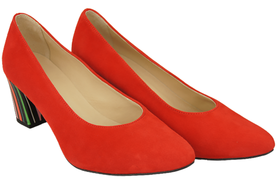 Obuwie Damskie Czółenka Czerwone Skóra naturalna zamszowa Ozdobny Obcas 158 Z ElitaBut