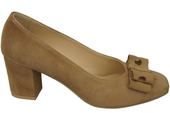 Obuwie Damskie Czółenka Oliwkowe Skóra naturalna zamszowa 163 ElitaBut