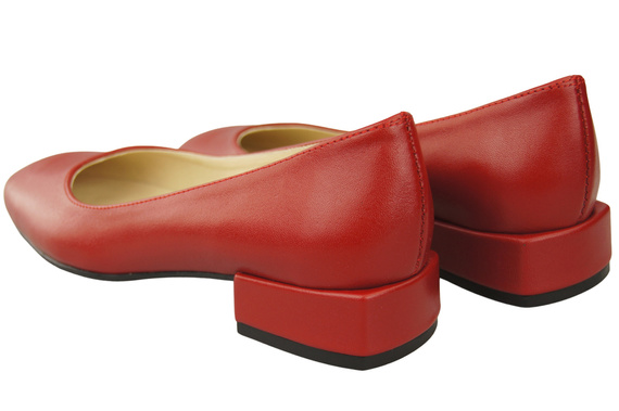 Wygodne Obuwie Damskie Czółenka Czerwone Płaskie Skóra naturalna 204 ElitaBut