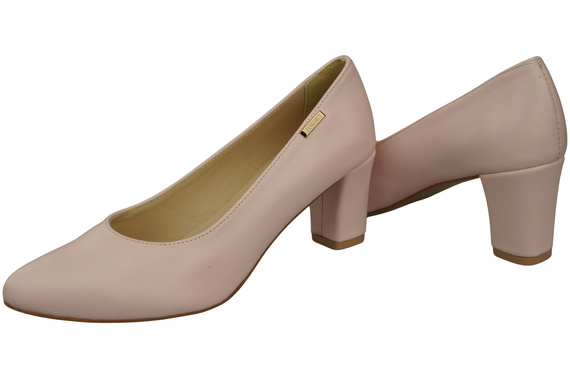 Klasyczne Gładkie Buty Czółenka Damskie Róż Pudrowy z Naturalnej Skóry 213 ElitaBut