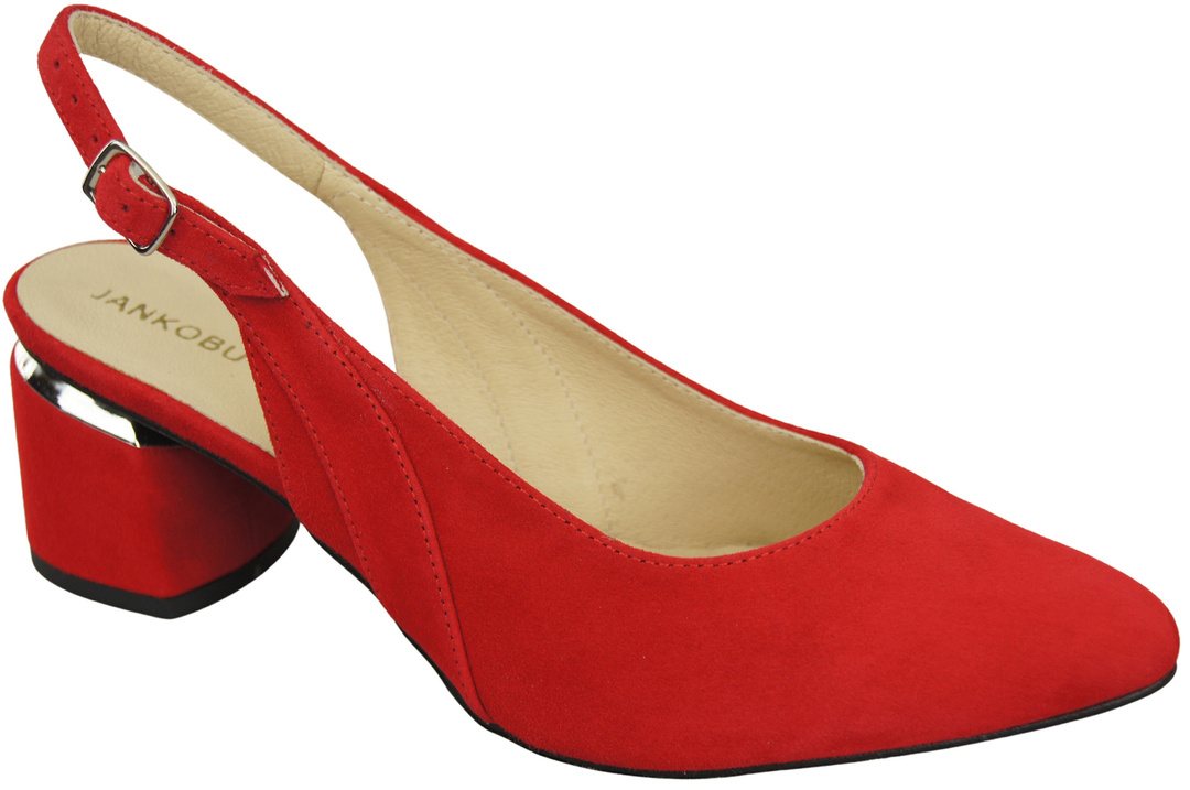 Sandały Damskie z Naturalnej Skóry Zamszowej Czerwone Elegancja i Komfort 196 Z ElitaBut